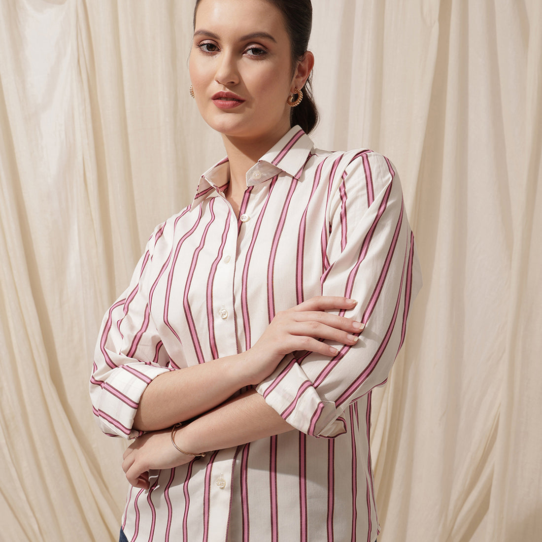 Blush Lines- Stripped Pink Shirt