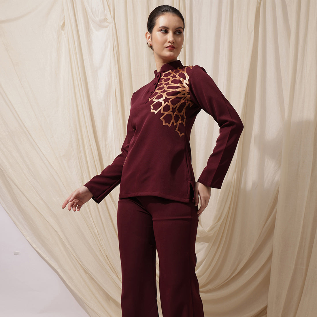 Golden Hour – Hand-Painted Coord set with pants